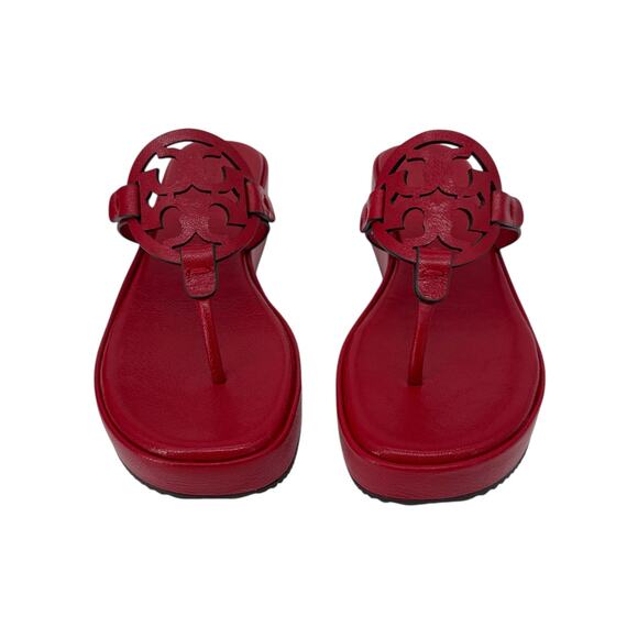 TORY BURCH Miller Wedge Sandal in Tory Red 7 - Picture 3 of 9